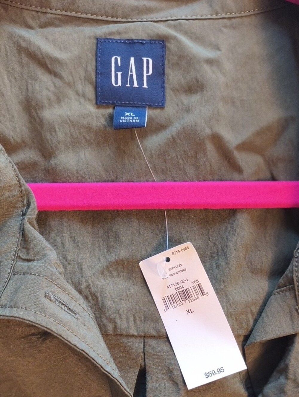 GAP Olive Green Short-Sleeve Utility Shirt - Picture 4 of 5